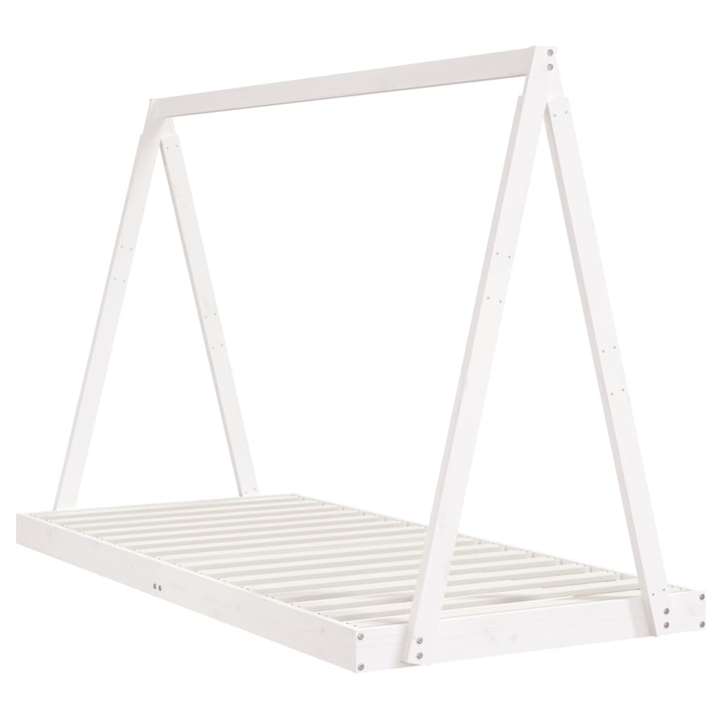 Kinderbedframe 90x200 cm massief grenenhout wit