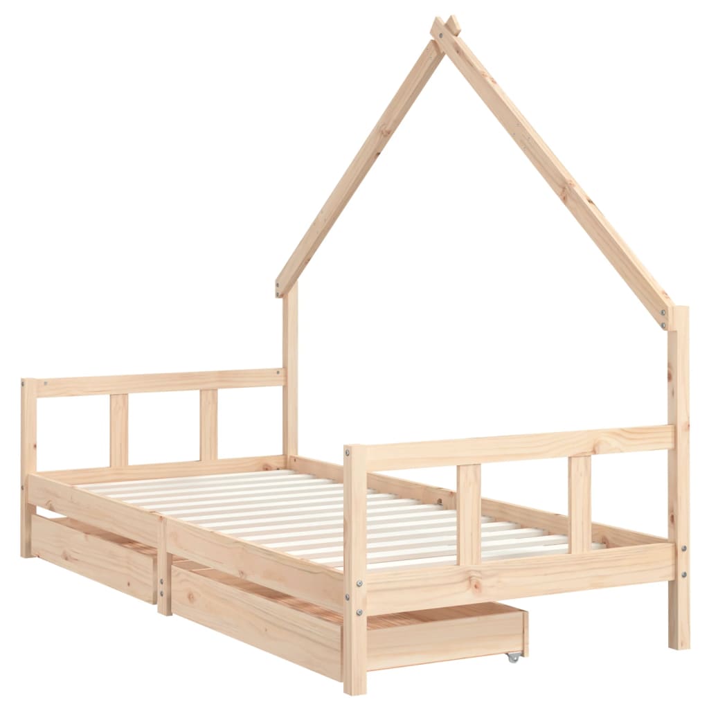 Kinderbedframe met lades 90x190 cm massief grenenhout