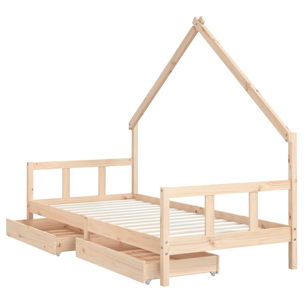 Kinderbedframe met lades 90x190 cm massief grenenhout