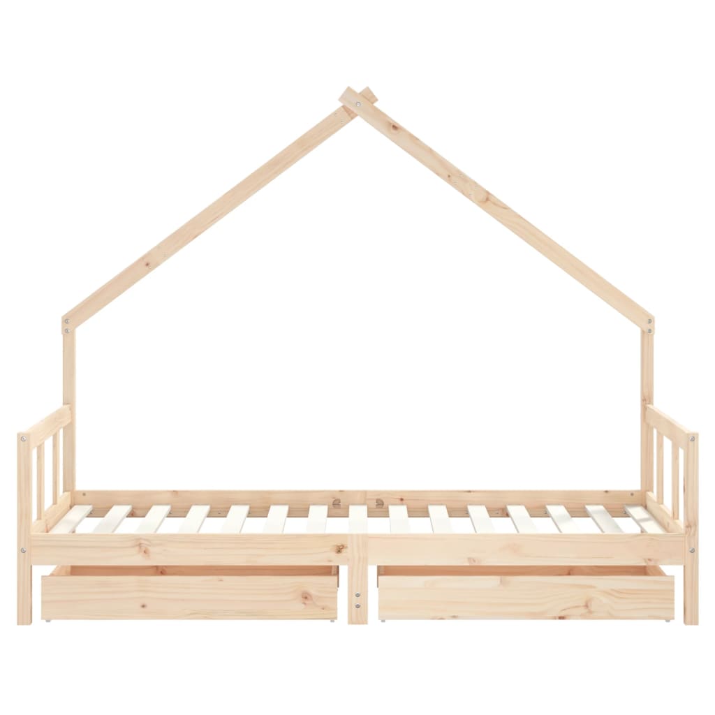 Kinderbedframe met lades 90x190 cm massief grenenhout