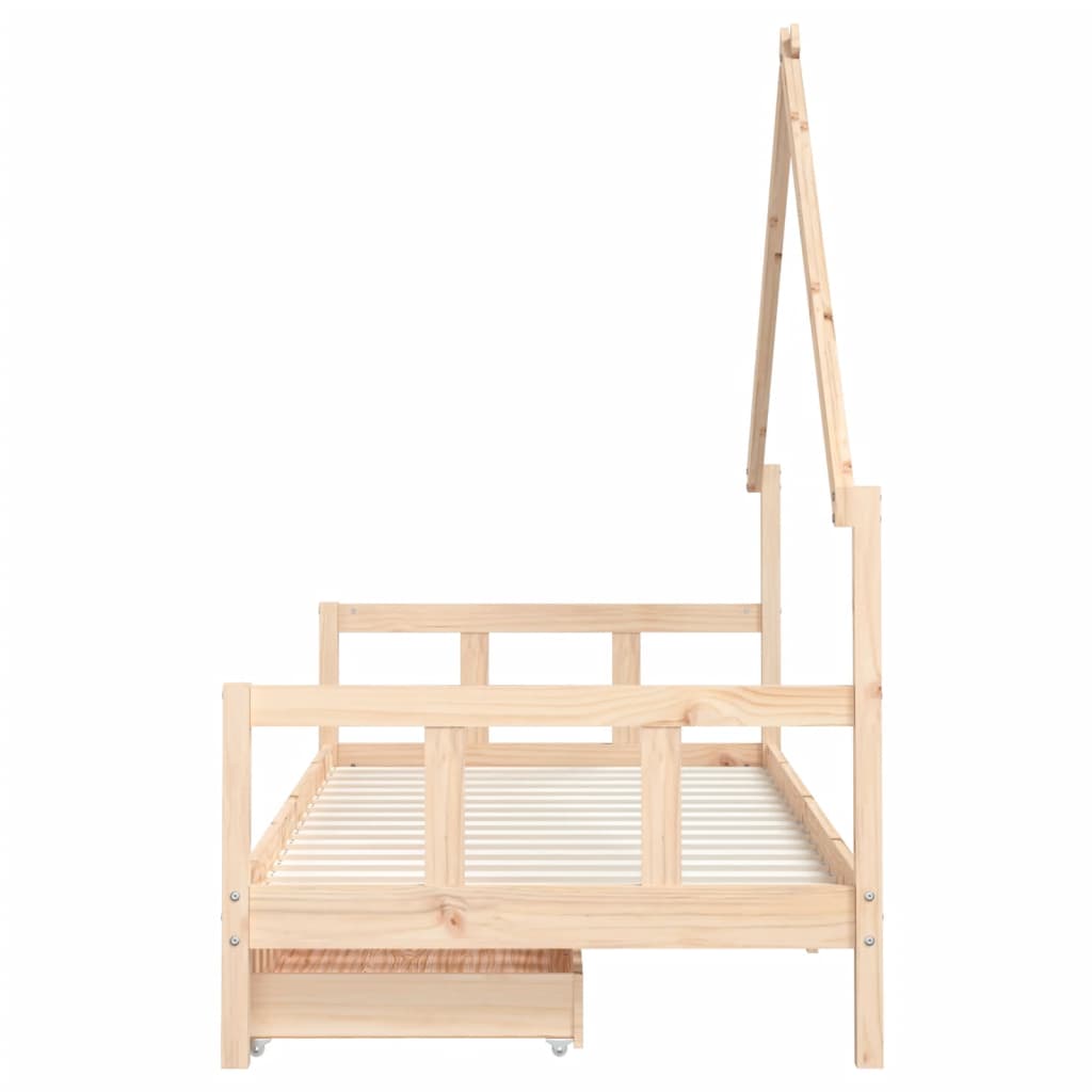 Kinderbedframe met lades 90x190 cm massief grenenhout
