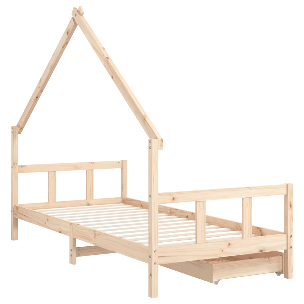 Kinderbedframe met lades 90x190 cm massief grenenhout