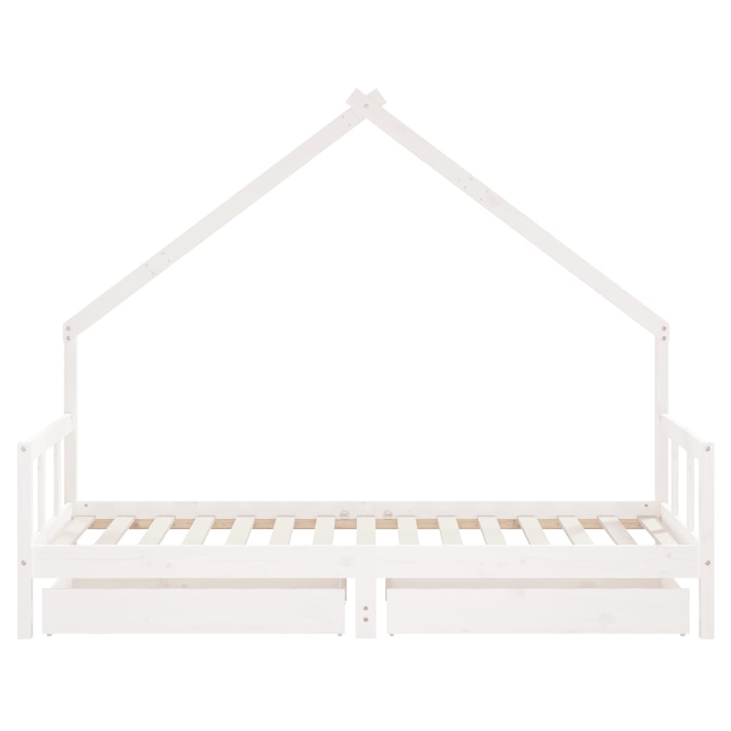 Kinderbedframe met lades 90x190 cm massief grenenhout wit