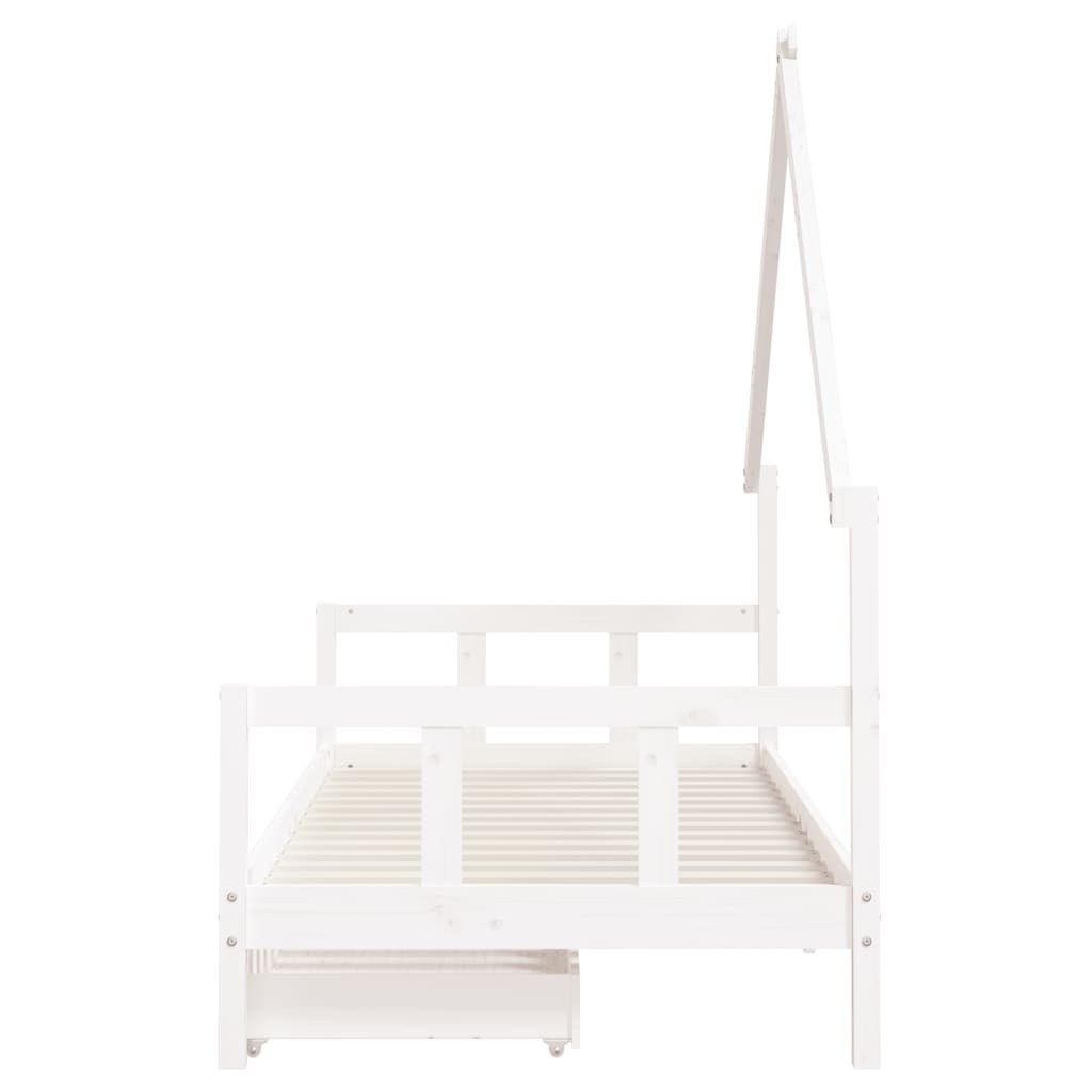 Kinderbedframe met lades 90x190 cm massief grenenhout wit