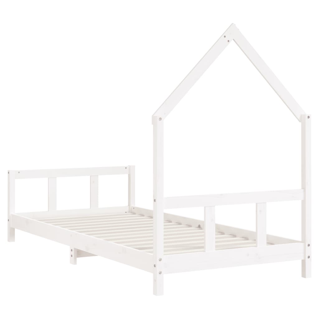 Kinderbedframe 90x190 cm massief grenenhout wit