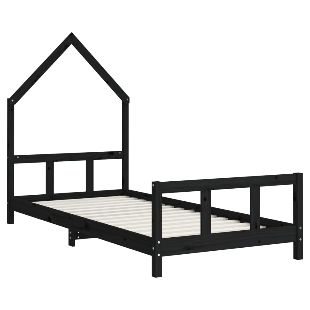 Kinderbedframe 90x190 cm massief grenenhout zwart