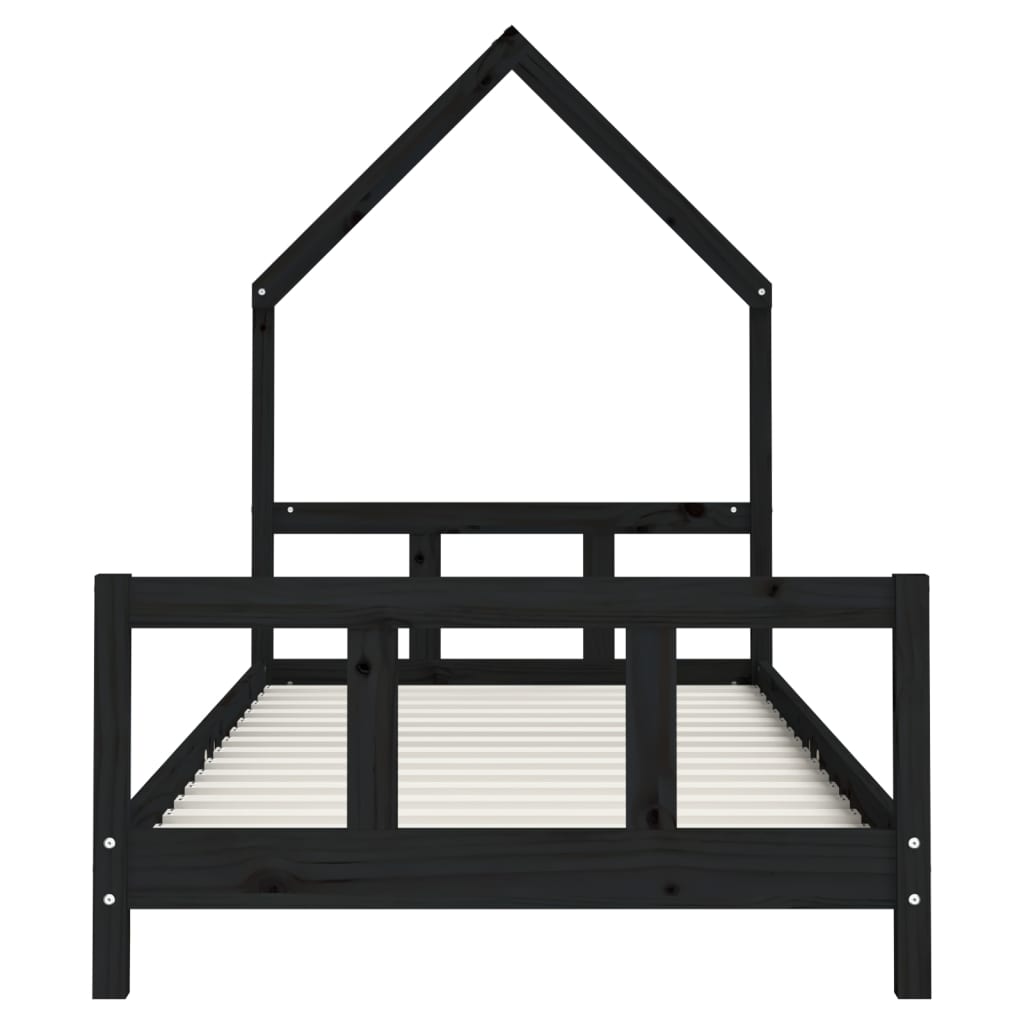 Kinderbedframe 90x190 cm massief grenenhout zwart