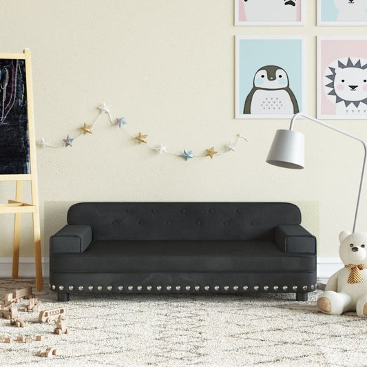 Kinderbank 90x53x30 cm fluweel zwart