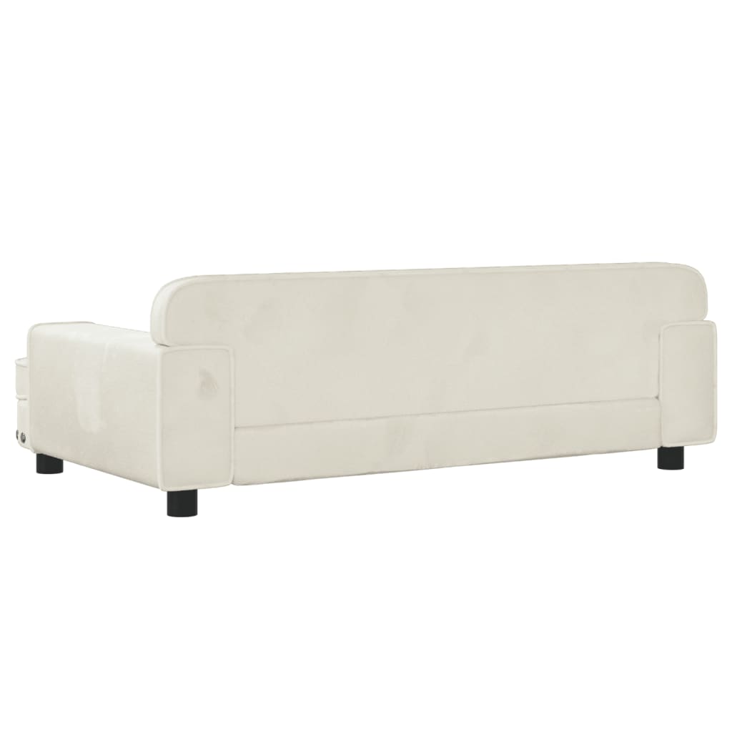 Kinderbank 90x53x30 cm fluweel crèmekleurig