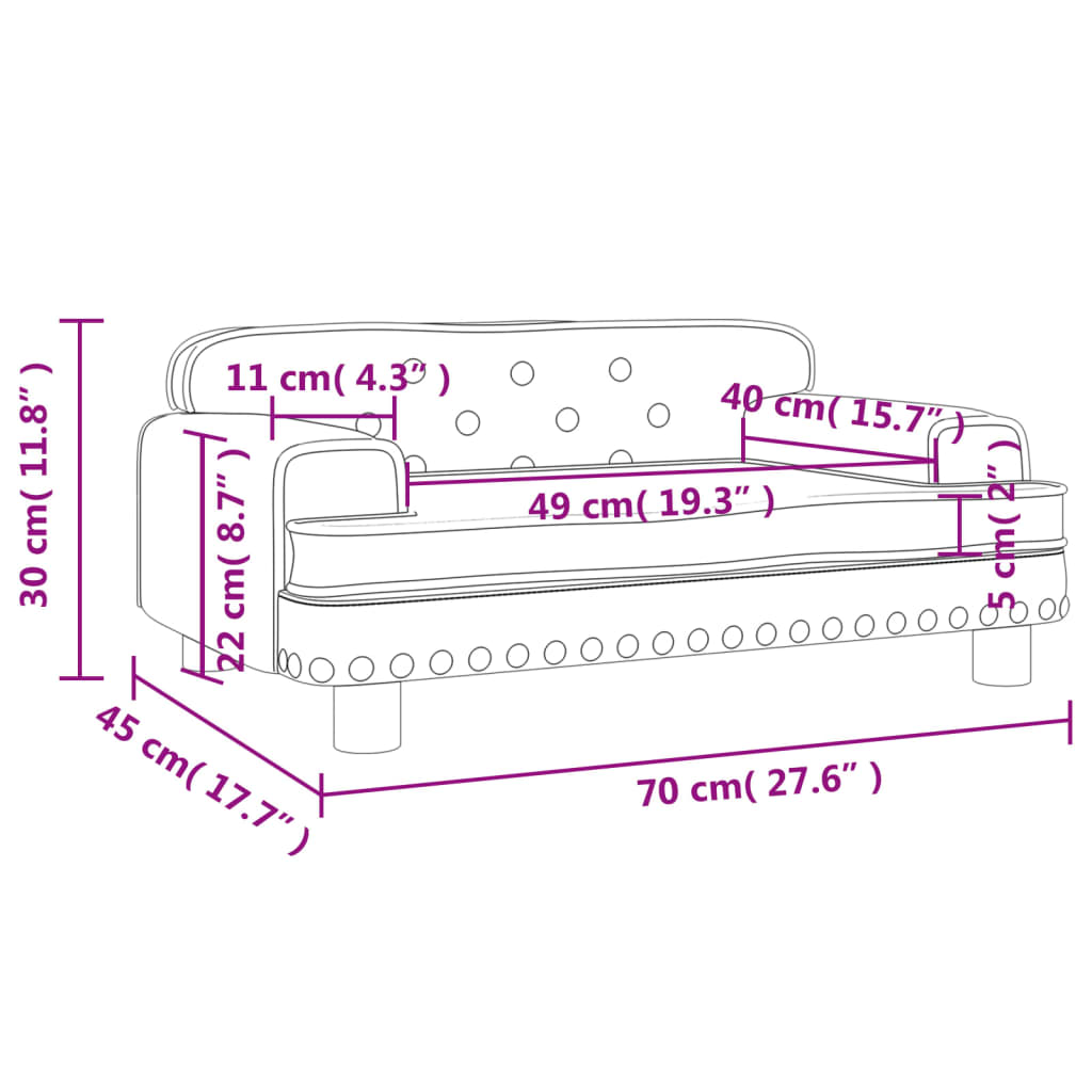 Kinderbank 70x45x30 cm fluweel roze