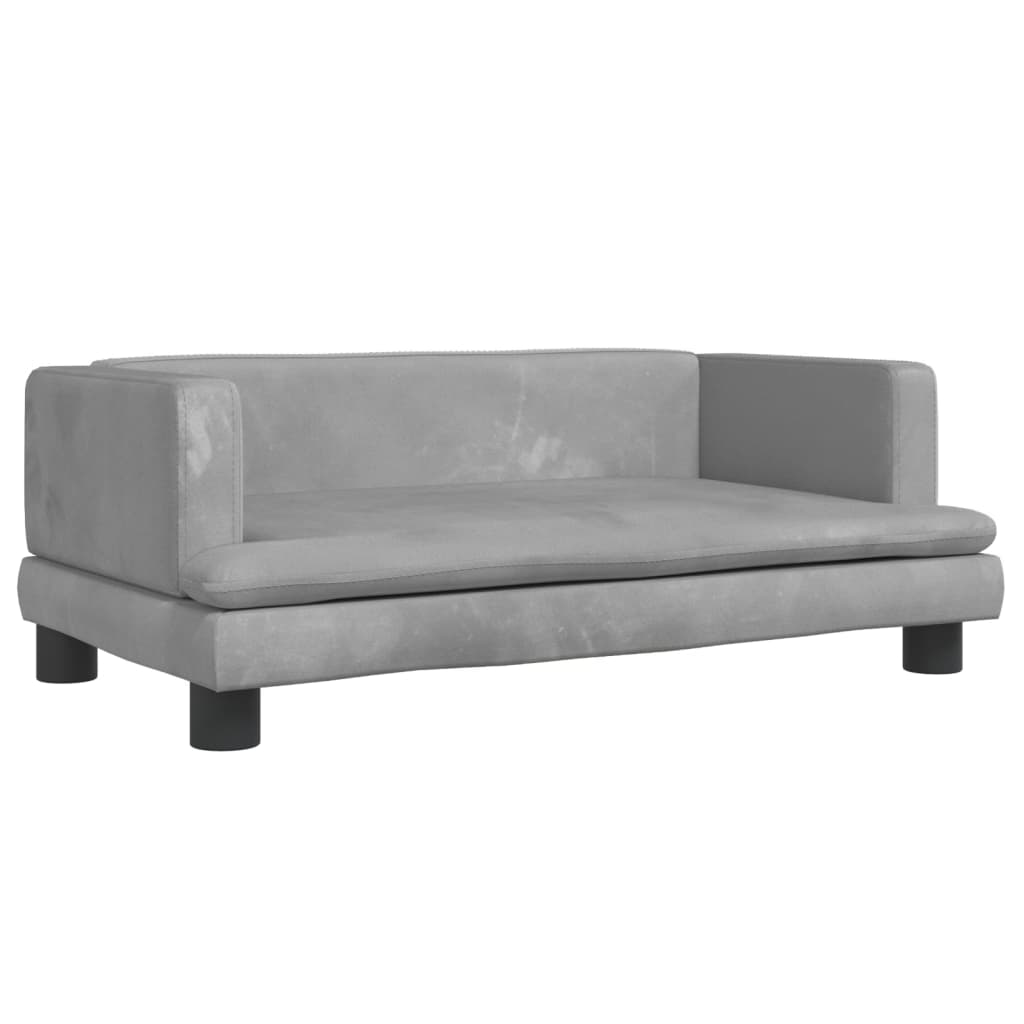 Kinderbank 80x45x30 cm fluweel lichtgrijs