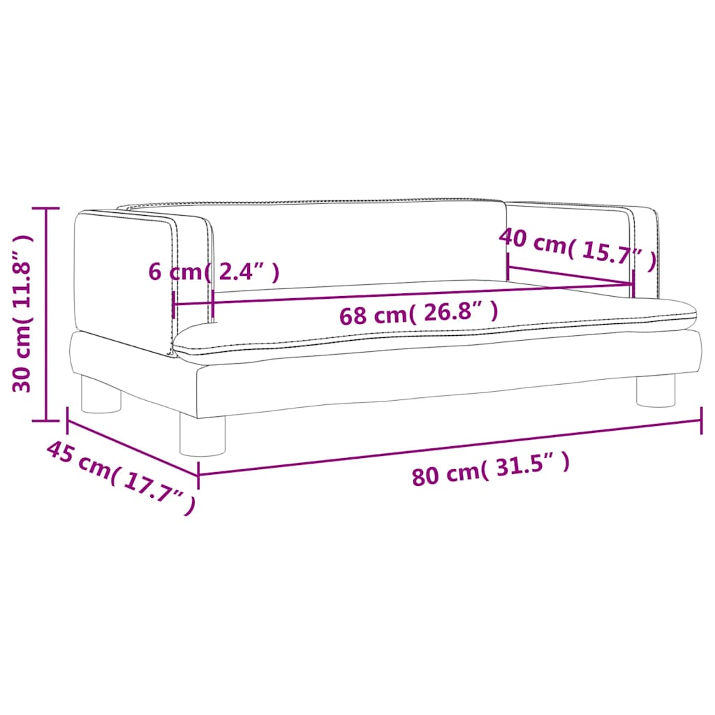 Kinderbank 80x45x30 cm fluweel roze