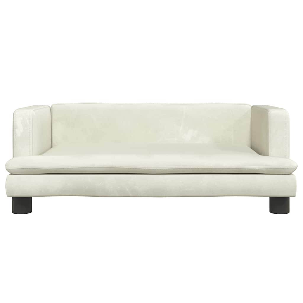 Kinderbank 80x45x30 cm fluweel crèmekleurig