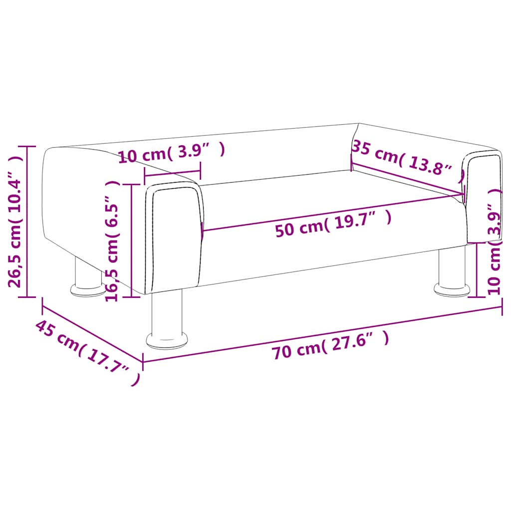 Kinderbank 70x45x26,5 cm fluweel crèmekleurig