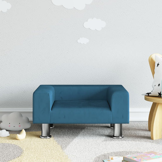 Kinderbank 50x40x26,5 cm fluweel blauw