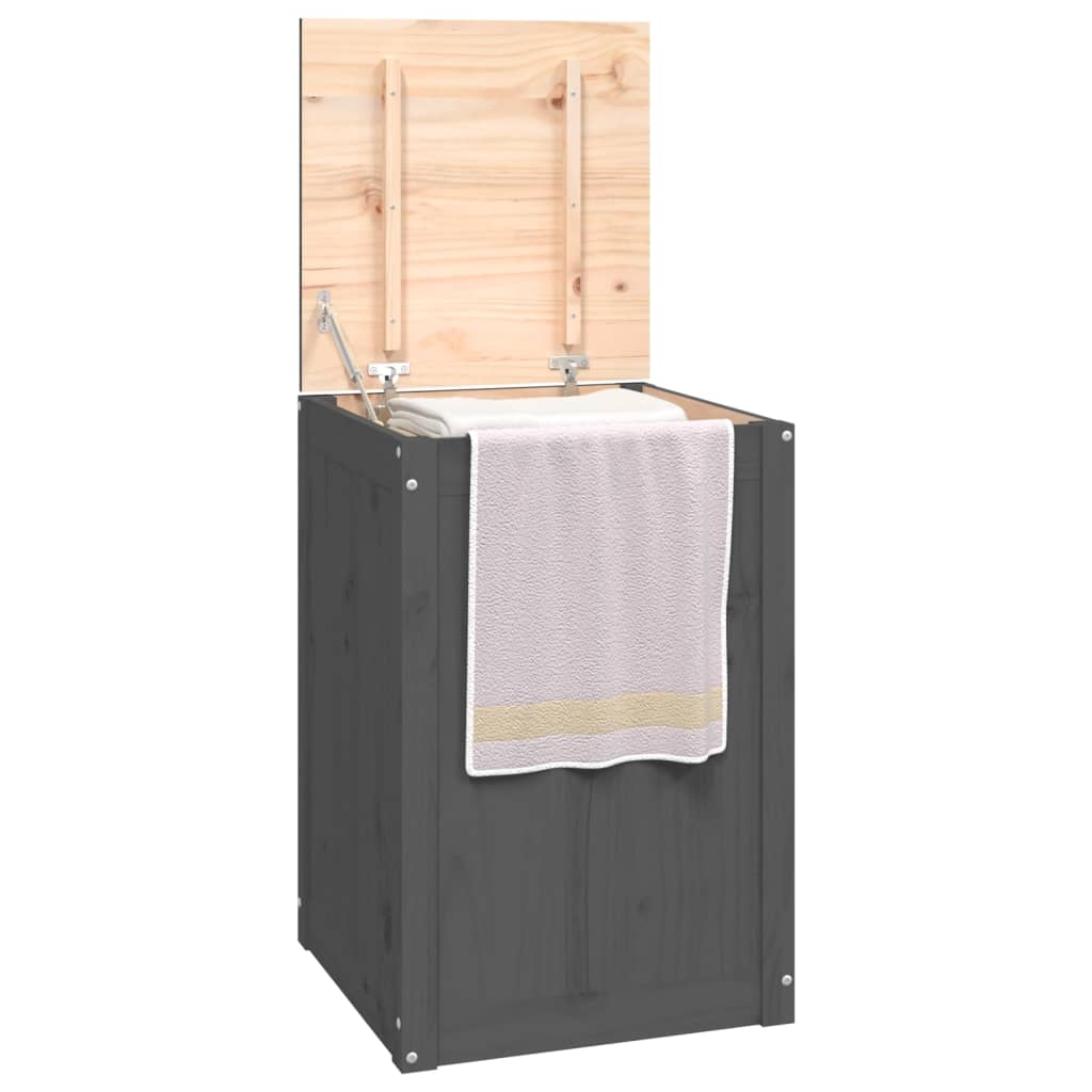 Wasmand 44x44x66 cm massief grenenhout grijs