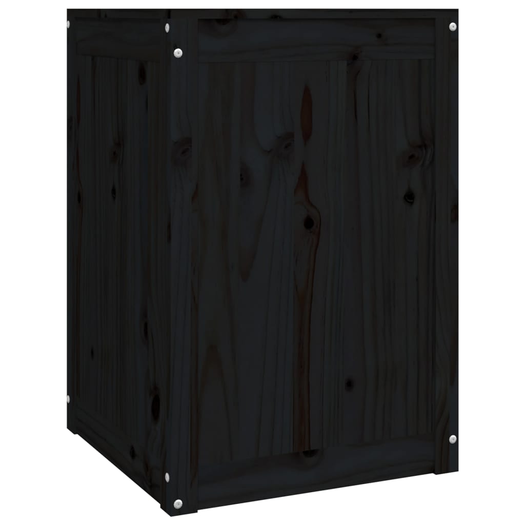 Wasmand 44x44x66 cm massief grenenhout zwart