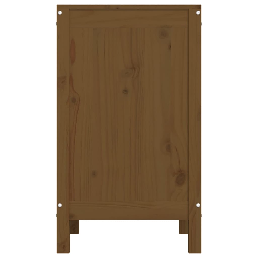 Wasmand 44x44x76 cm massief grenenhout honingbruin