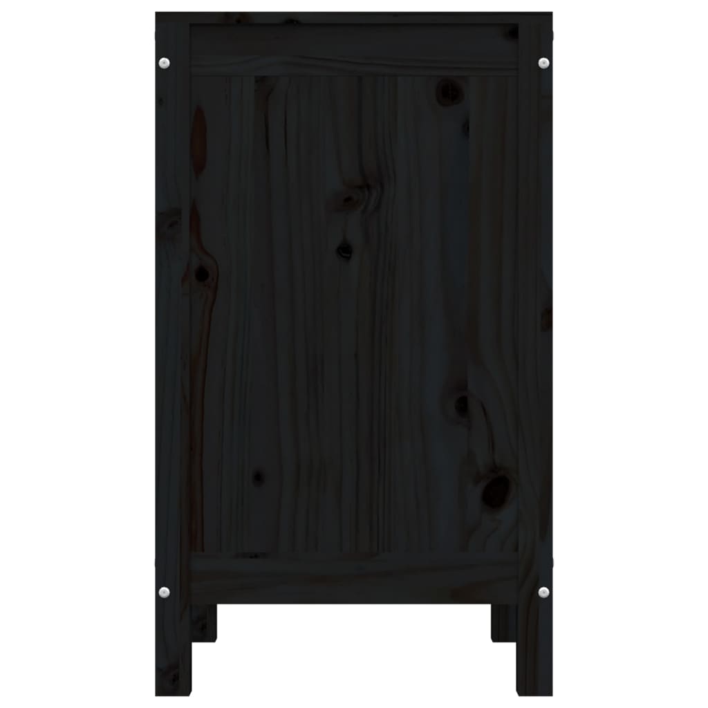 Wasmand 44x44x76 cm massief grenenhout zwart