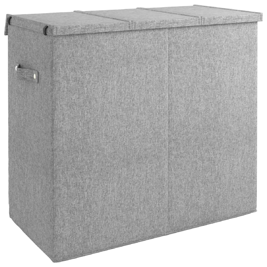Wasmand inklapbaar 64,5x34,5x59 cm kunstlinnen grijs