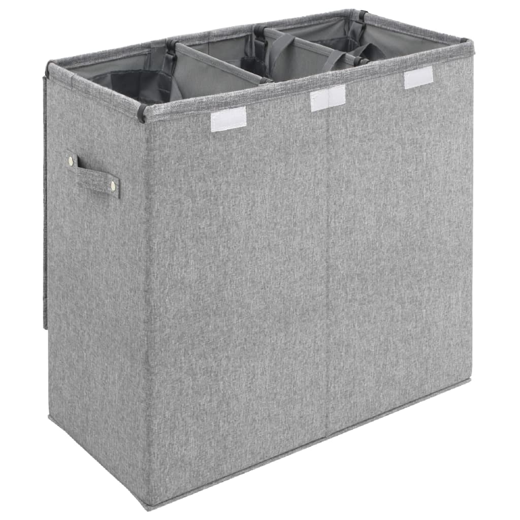 Wasmand inklapbaar 64,5x34,5x59 cm kunstlinnen grijs
