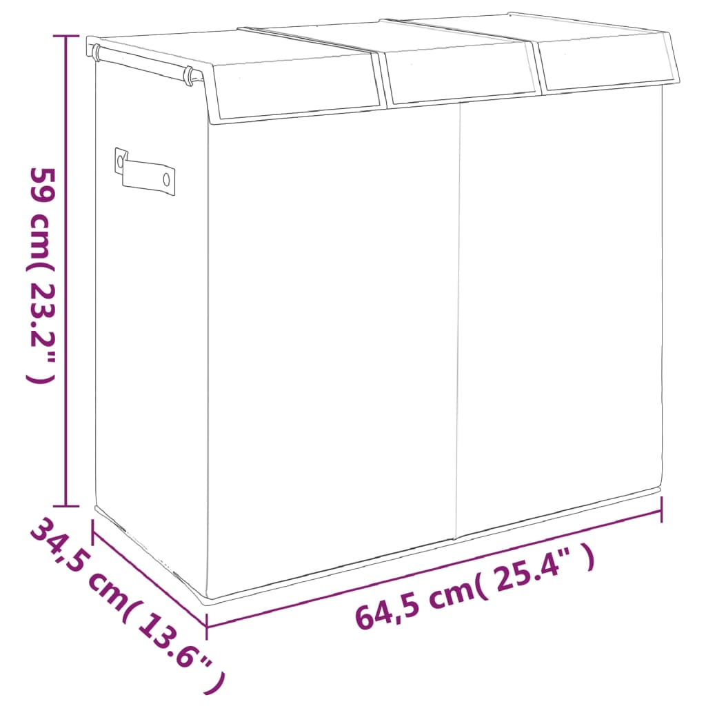 Wasmand inklapbaar 64,5x34,5x59 cm kunstlinnen grijs