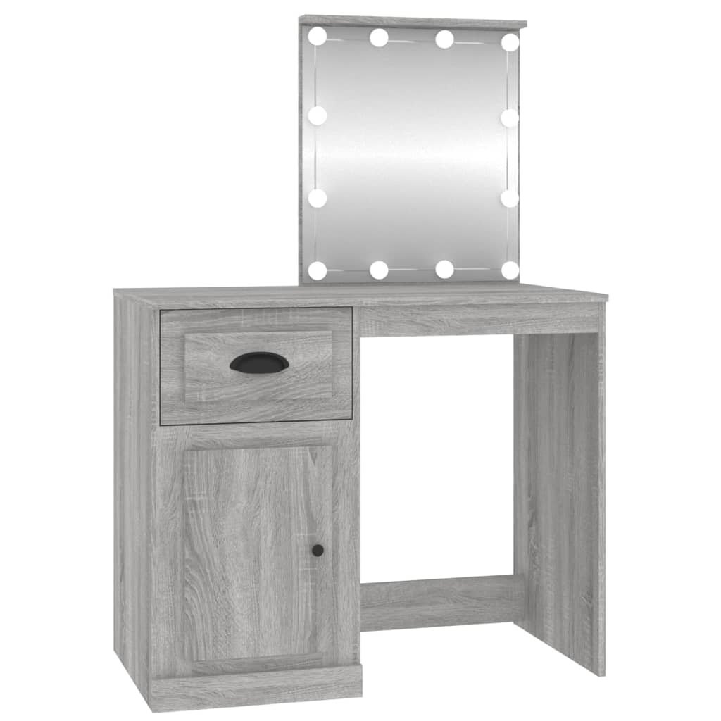 Kaptafel met LED 90x50x132,5 cm bewerkt hout grijs sonoma eiken