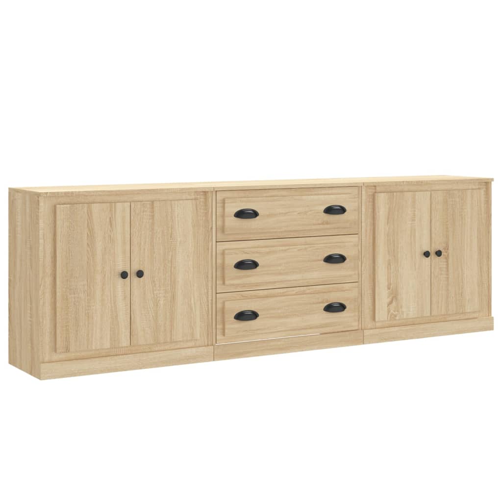 Dressoirs 3 st bewerkt hout sonoma eiken