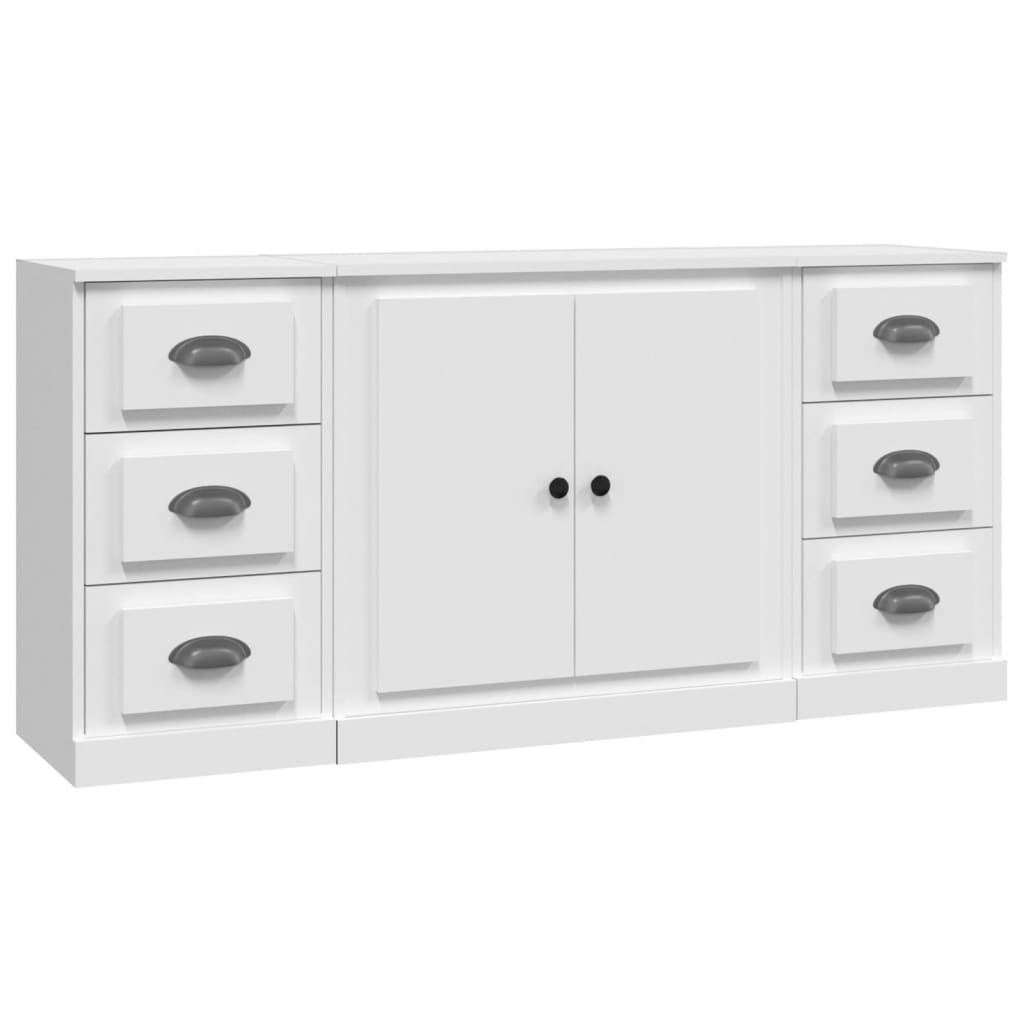 Dressoirs 3 st bewerkt hout wit