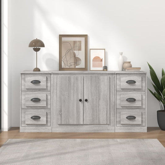 Dressoirs 3 st bewerkt hout grijs sonoma eikenkleurig