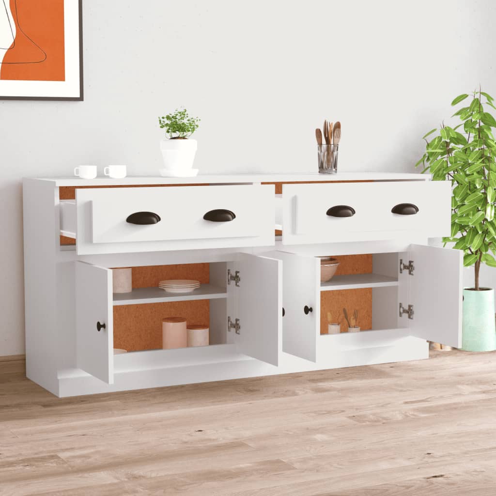 Dressoirs 2 st bewerkt hout wit