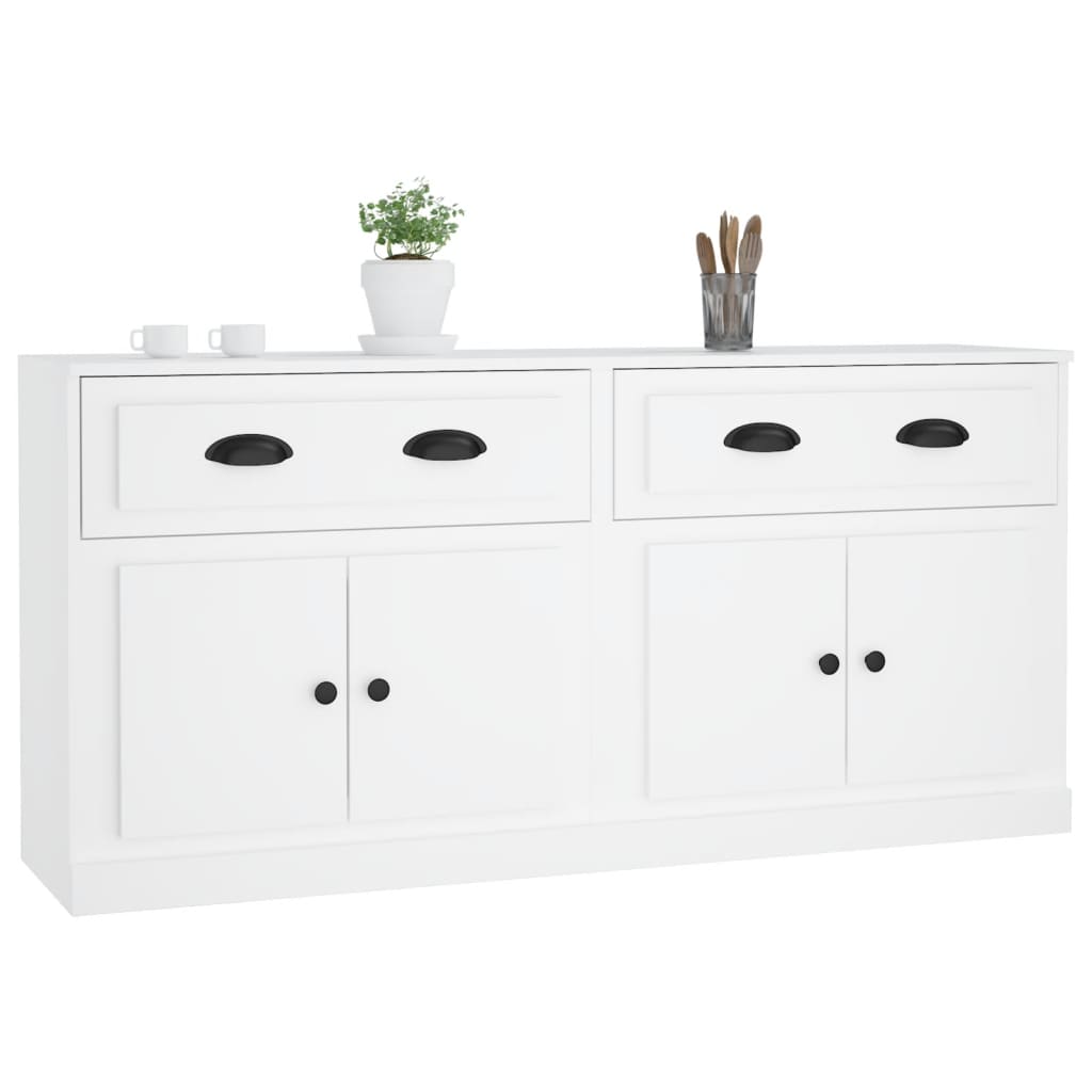 Dressoirs 2 st bewerkt hout wit