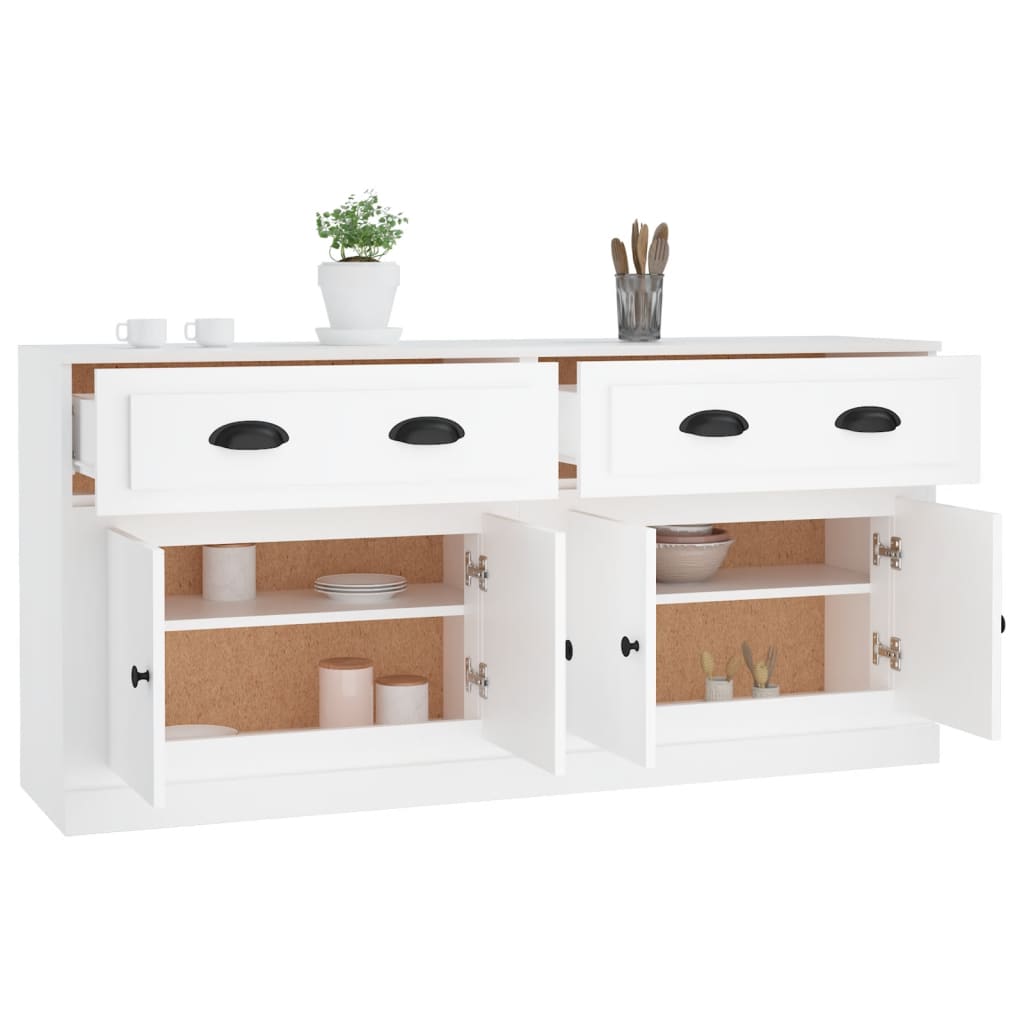 Dressoirs 2 st bewerkt hout wit