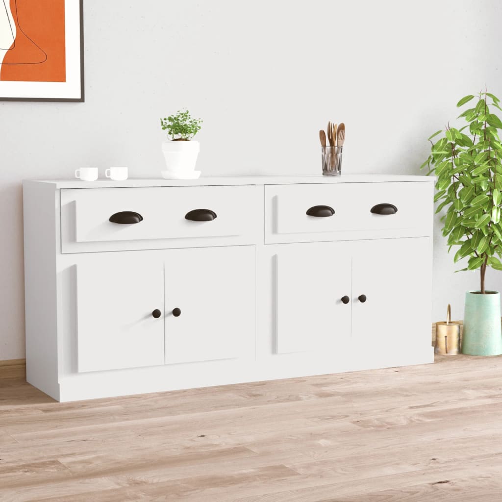 Dressoirs 2 st bewerkt hout wit