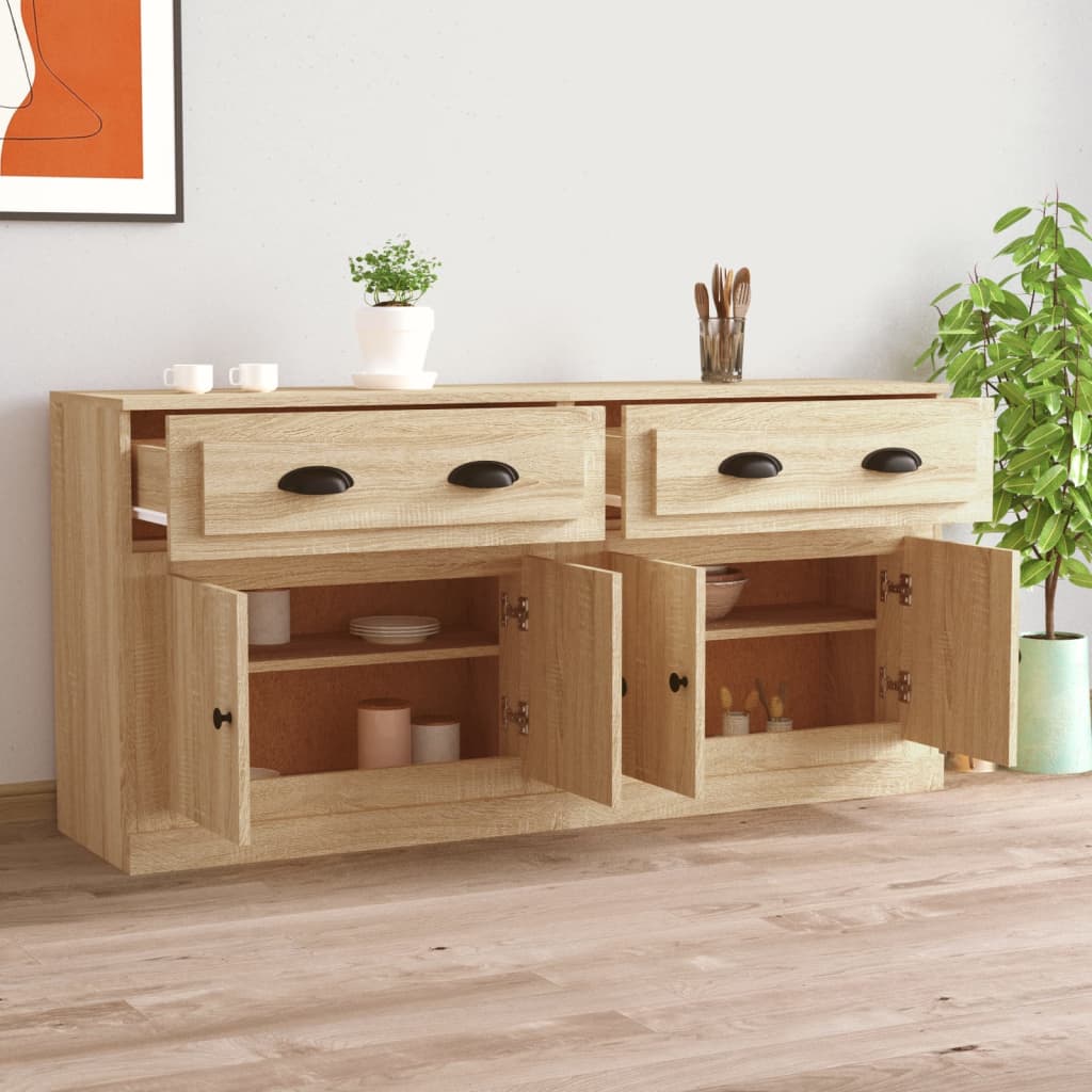 Dressoirs 2 st bewerkt hout sonoma eikenkleurig