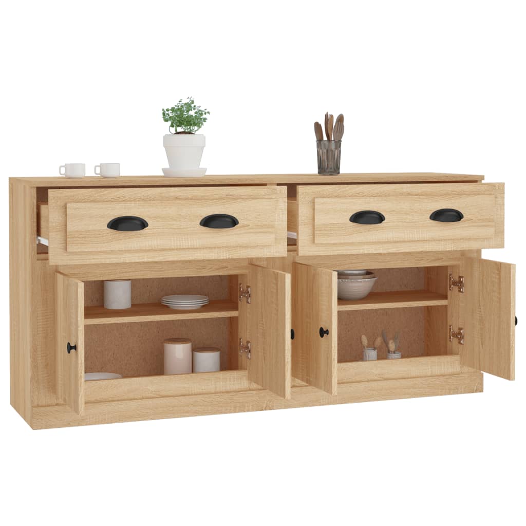 Dressoirs 2 st bewerkt hout sonoma eikenkleurig