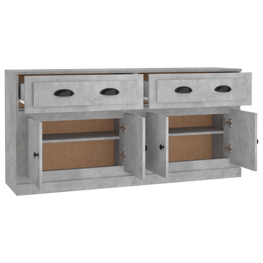 Dressoirs 2 st bewerkt hout betongrijs