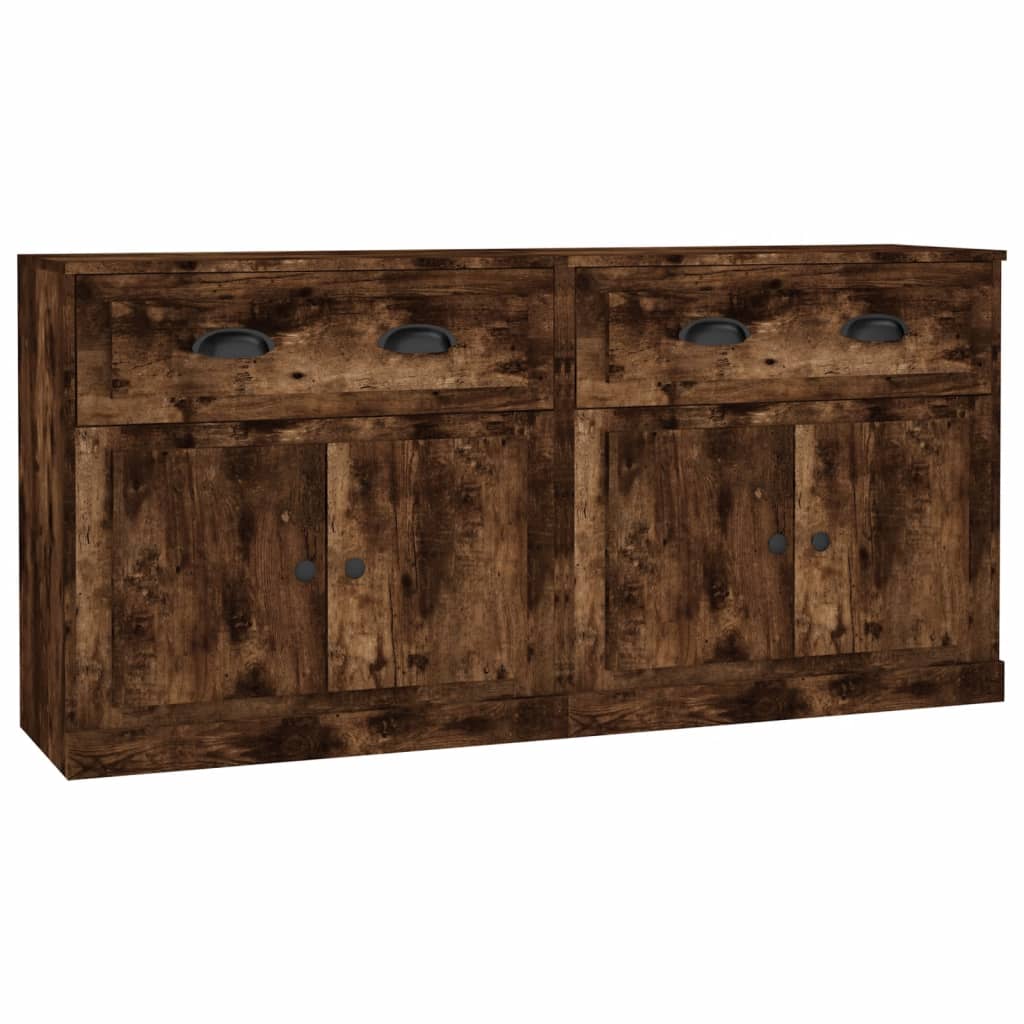Dressoirs 2 st bewerkt hout gerookt eikenkleurig