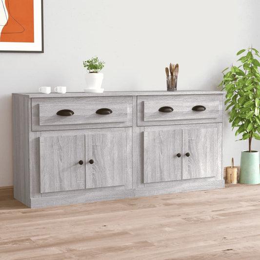 Dressoirs 2 st bewerkt hout grijs sonoma eikenkleurig