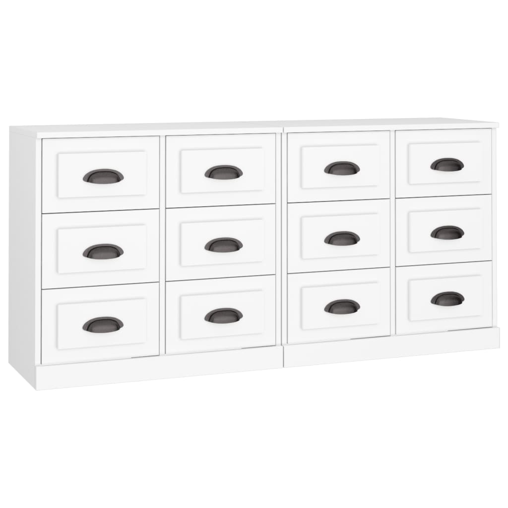 Dressoirs 2 st bewerkt hout wit