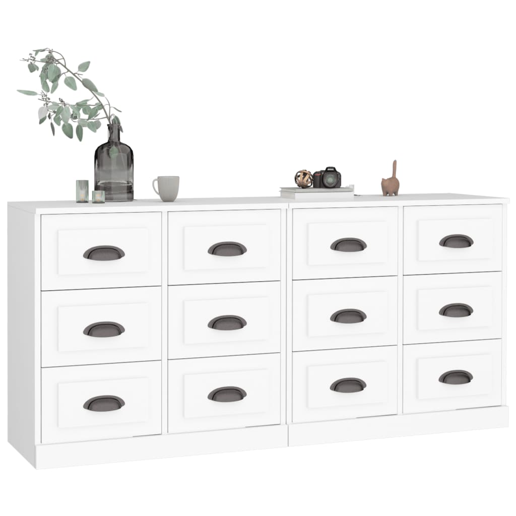 Dressoirs 2 st bewerkt hout wit