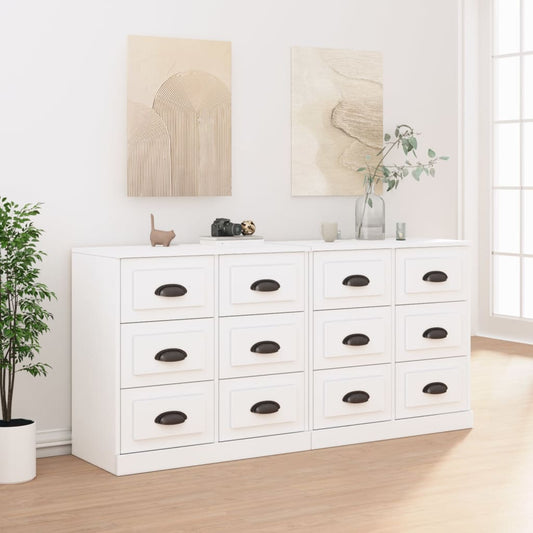 Dressoirs 2 st bewerkt hout wit