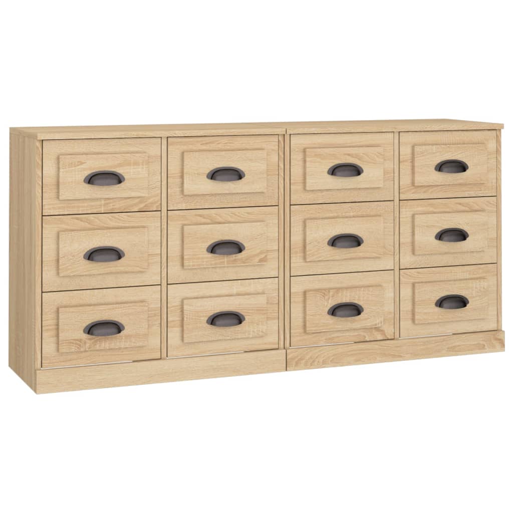 Dressoirs 2 st bewerkt hout sonoma eikenkleurig