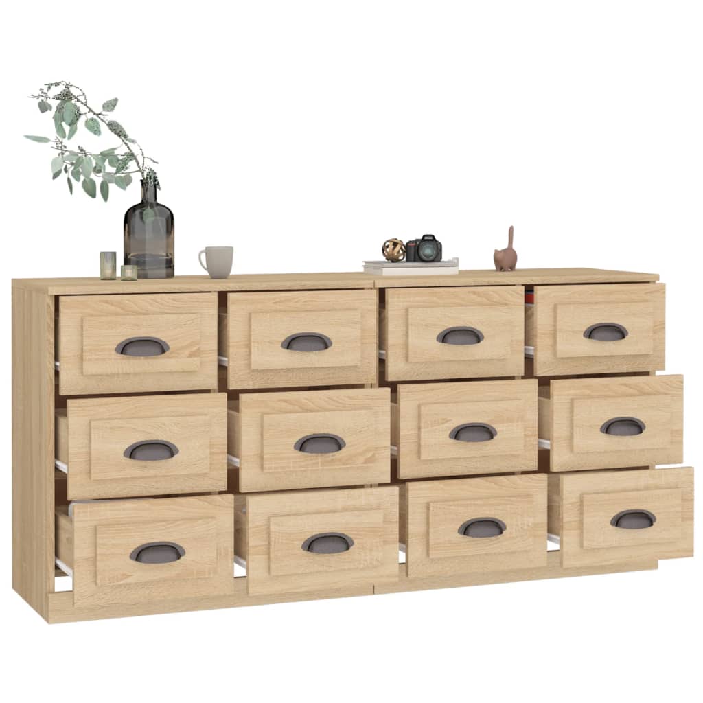 Dressoirs 2 st bewerkt hout sonoma eikenkleurig