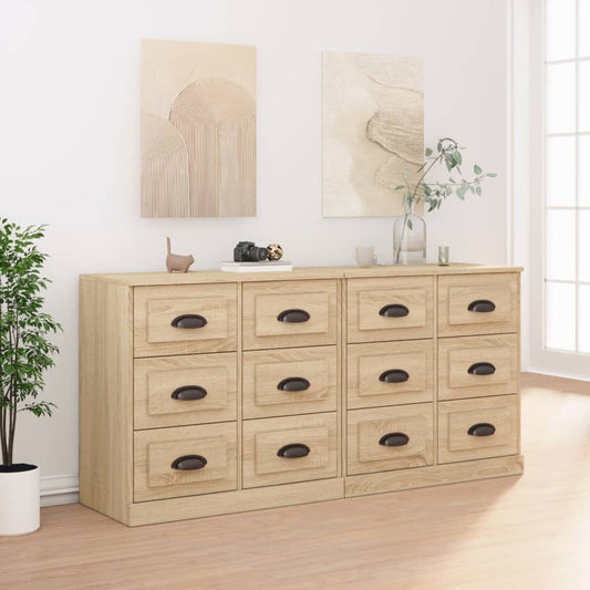 Dressoirs 2 st bewerkt hout sonoma eikenkleurig
