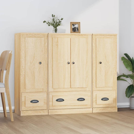 Hoge kasten 3 st bewerkt hout sonoma eikenkleurig