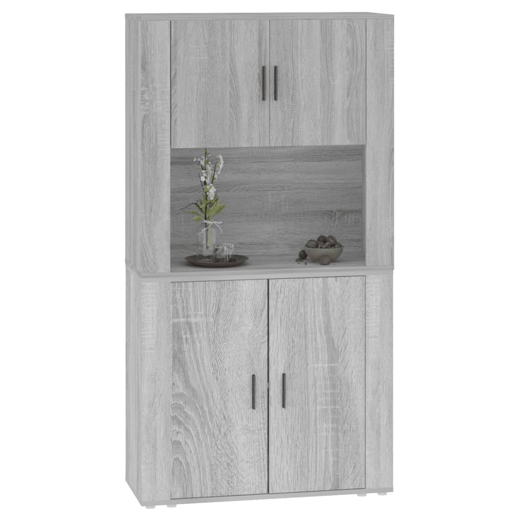 Hoge kast bewerkt hout grijs sonoma eikenkleurig