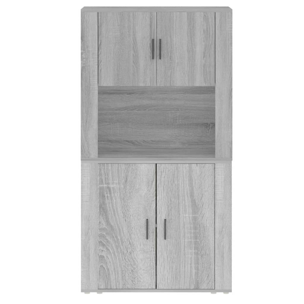 Hoge kast bewerkt hout grijs sonoma eikenkleurig