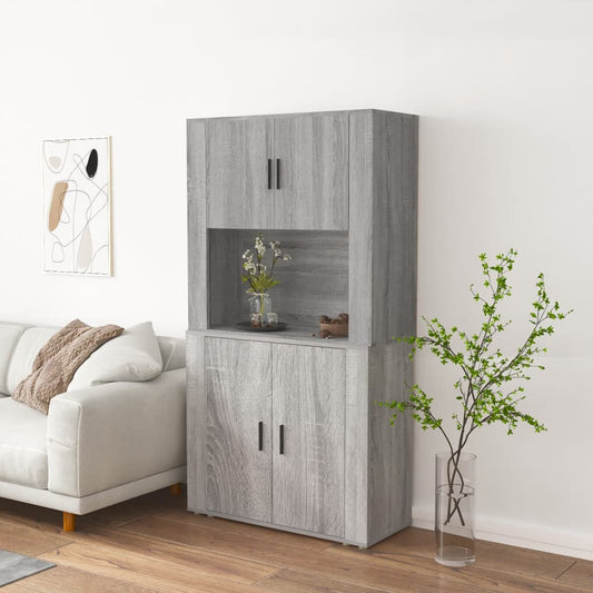 Hoge kast bewerkt hout grijs sonoma eikenkleurig