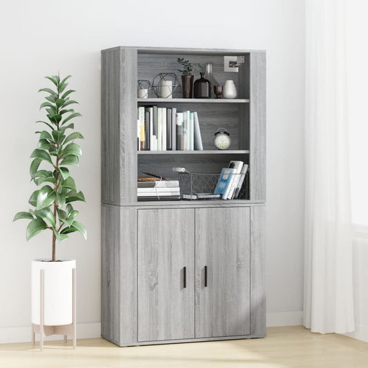 Hoge kast bewerkt hout grijs sonoma eikenkleurig